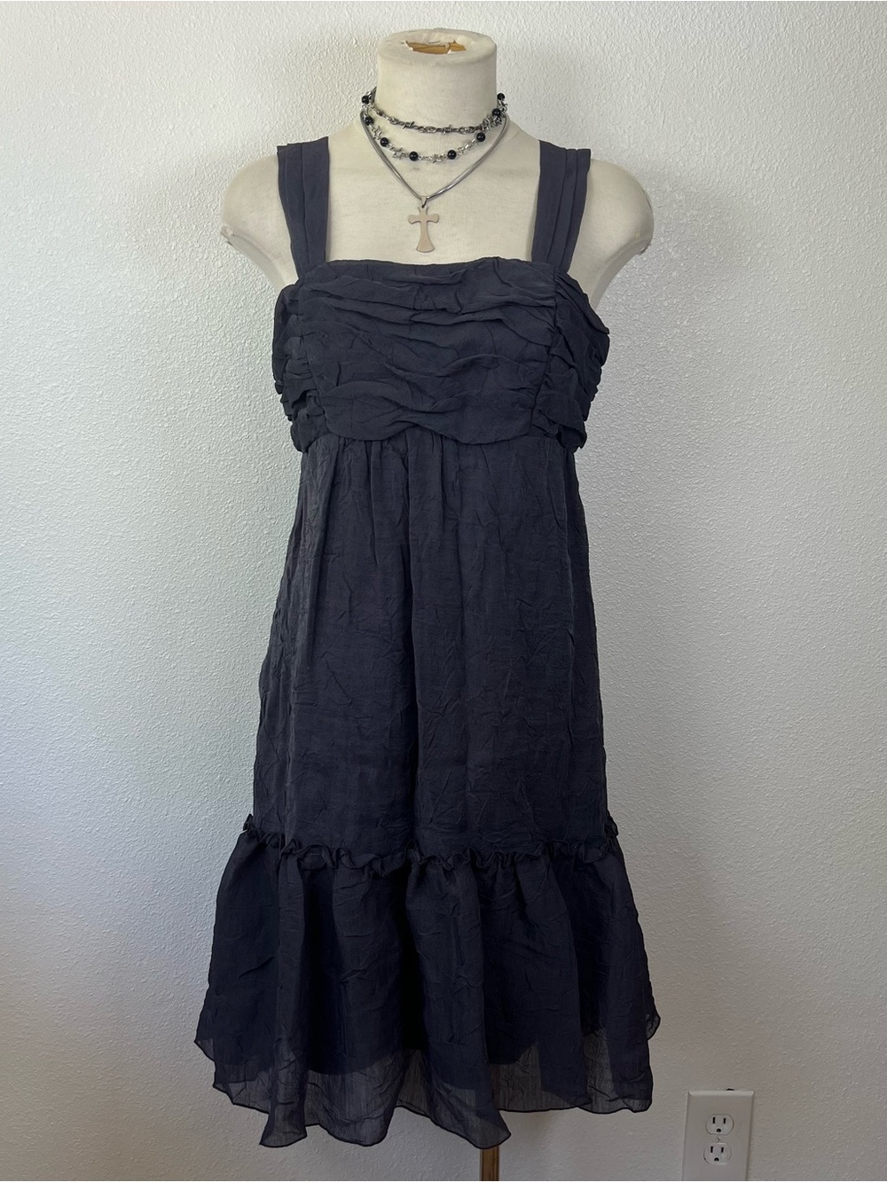 Miss Sixty purple/ grey ruffle midi dress